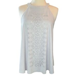 Andree By Unit blouse sleeveless laser cut design keyhole w/buttons size large